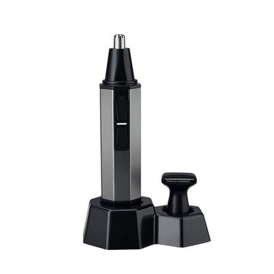 QIYUDS Ear and Nose Hair Trimmer Clipper 2 in 1 Painless Eyebrow and Facial Hair Trimmer for Men and Women, Battery-Operated, IPX7 Waterproof Dual Edge Blades for Easy Cleansing