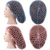 Waydress 2 Pieces Mesh Hair Net Rayon Knit Snood Women Crocheted Sleep Cap (Blue, Pink) view 4