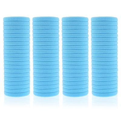 100 Pack Seamless Hair Ties for Women Girls Ponytail Holders for Thick Hair (light blue)