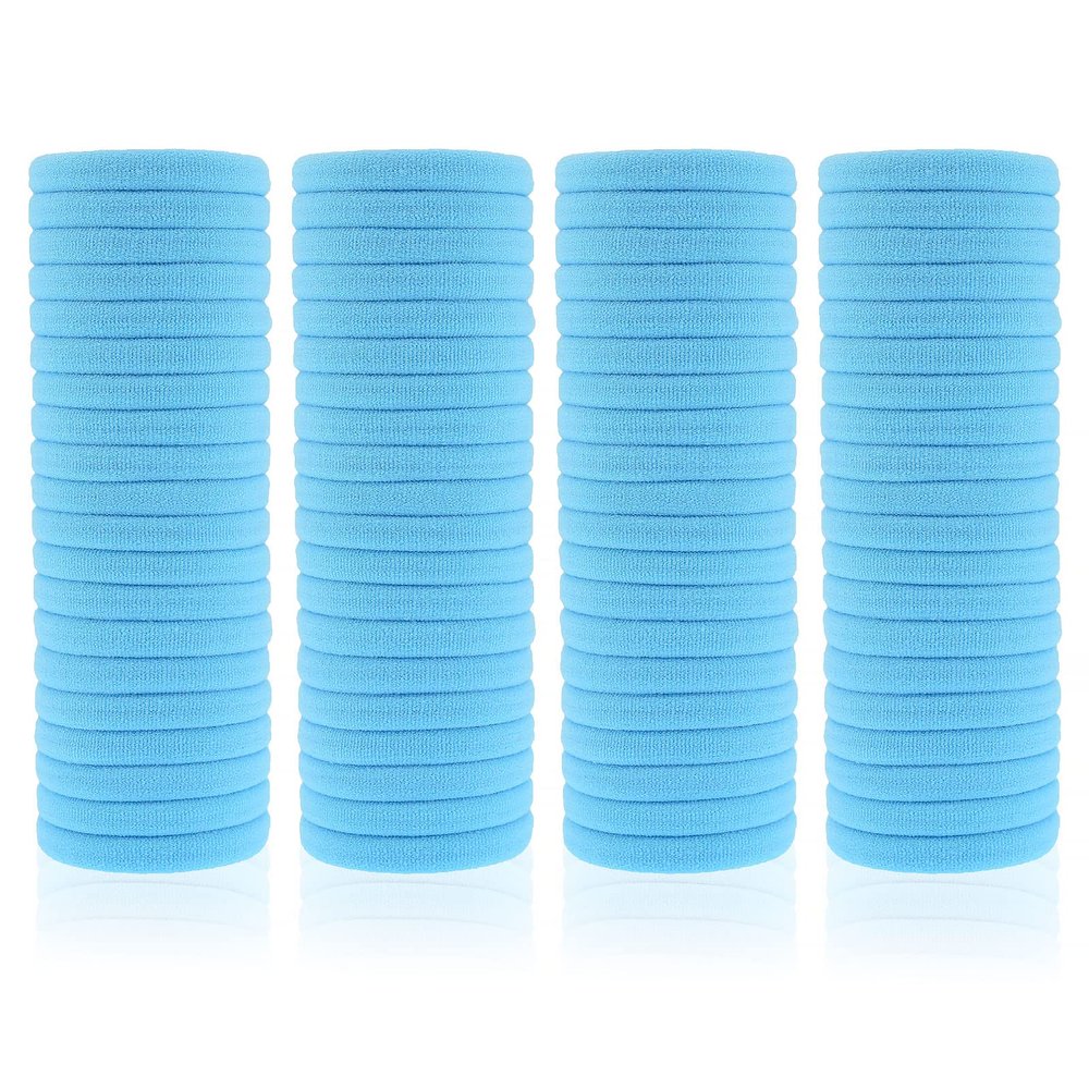 100 Pack Seamless Hair Ties for Women Girls Ponytail Holders for Thick Hair (light blue)