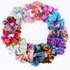 6 Pcs Bright Hologram Metallic Dance Recital Hair Scrunchies Cheer Majorette Scrunchie Hair Holder Bobbles Elastics Ponytail Holders Hair Wrist Ties Bands Cloth Scrunchies for Show Gym Dance Party Club Girl (Blue Brown) view 3