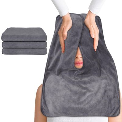 SINLAND Microfiber Esthetician Towels for Facials Mask Removing Face Wrap Soft Facial Cloth with Split Design Spa Towels for Facial Steam Massage and Cleansing 3 Pack