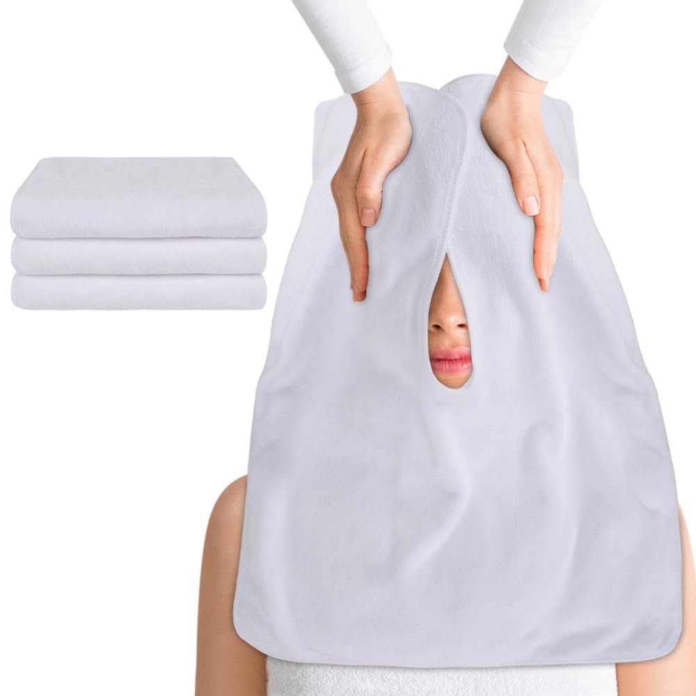 SINLAND Microfiber Esthetician Towels for Facials Mask Removing Face Wrap Soft Facial Cloth with Split Design Spa Towels for Facial Steam Massage and Cleansing 3 Pack