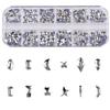 240pcs Sparkling Clear White Mini Multiple Shapes Nail Rhinestones Hotfix Flat Back Glass Gems for Cloth Shoes DIY Crafts Ornaments Acrylic Nails Decoration Kit Box view 1