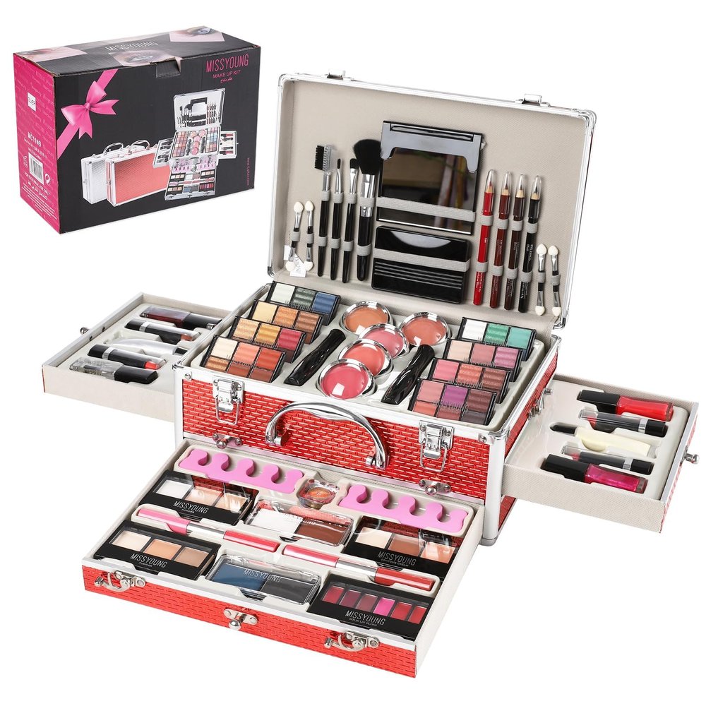 Hegafoo All in One Makeup Kit for Teens, 106 Pcs Professional Makeup Kit for Women Full Kit, Include Eyeshadow Palette, Lipstick Set, Concealer, Foundation, Lipgloss, Make-up Brush(Red)