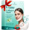PLANTIFIQUE V-Line Collagen Mask for face 10 PCS | Chin Strap for Women & Men | V Line Lifting Mask with Collagen and Hyaluronic Acid V Shape Face Tape Chin | Skin Firming view 1