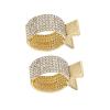 2 Pack Golden High Ponytail Hair Claw Clips Metal High Braids Clips Rhinestone Dress Up Hair Ring for Long Hair Horsetail Buckle Hair Ties Ponytail Hair Cuff Hair Bands (Crystal) view 1