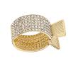 2 Pack Golden High Ponytail Hair Claw Clips Metal High Braids Clips Rhinestone Dress Up Hair Ring for Long Hair Horsetail Buckle Hair Ties Ponytail Hair Cuff Hair Bands (Crystal) view 2