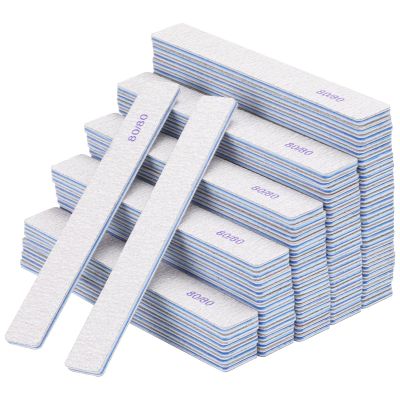 50pcs 80/80 Grit Nail Files Acrylic Nails Emery Boards File Professional Nail Art Tools for Home,Salon,Strong,Double Sided