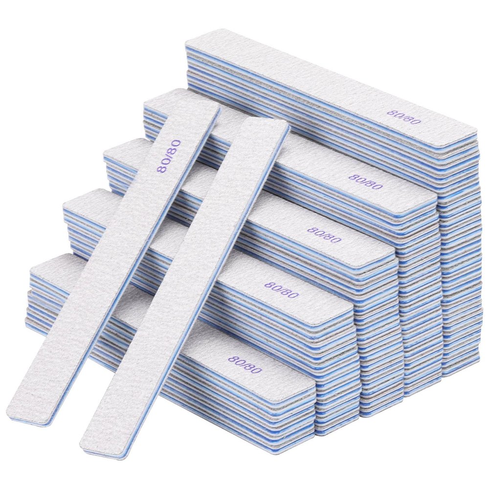 50pcs 80/80 Grit Nail Files Acrylic Nails Emery Boards File Professional Nail Art Tools for Home,Salon,Strong,Double Sided