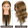 Mannequin Head with 100% Real Hair for Cosmetology, CENOZ 18" Light Brown Hairdresser Training Head with Clamp Holder and Tool, Doll Head Mannequin Head for Hair Styling Practice view 4