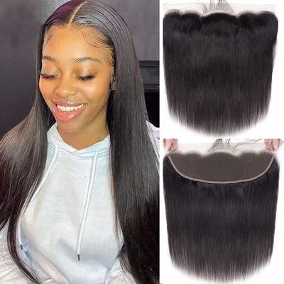 13x4 Hd Transparent Lace Frontal Closure Cheap Straight 100% Unprocessed Brazilian Virgin Human Hair Closures For Black Women Ear To Ear HD Lace Frontal Closure Free Part Pre Plucked With Baby Hair