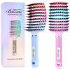 Boar Bristle Hair Brush, Curved Vented Detangler Brush Faster Blow Drying, Paddle Detangling Brush for Women Men Kids Wet Dry Long Curly Thick Straight Hair, Make Hair Shiny and Healthier(Purple+Blue) view 1