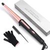 Hair Curling Wand, 0.5-1Inch Tapered Curling Iron, Professional Ceramic Hair Curler Wand with Heat-Resistant Glove, Dual Voltage (Pink) view 1