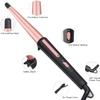 Hair Curling Wand, 0.5-1Inch Tapered Curling Iron, Professional Ceramic Hair Curler Wand with Heat-Resistant Glove, Dual Voltage (Pink) view 2