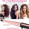 Hair Curling Wand, 0.5-1Inch Tapered Curling Iron, Professional Ceramic Hair Curler Wand with Heat-Resistant Glove, Dual Voltage (Pink) view 3