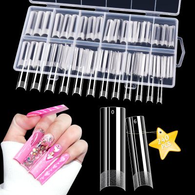 Lionvison Square Nail Tips NO C Curve, XL Clear Nail Tip for Acrylic Nails Professional, Long Nail Tips Straight Flat Pre Shaped Half Cover False Nails French Tips for Nail Salon Home DIY, 12 Sizes
