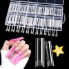 Lionvison Square Nail Tips NO C Curve, XL Clear Nail Tip for Acrylic Nails Professional, Long Nail Tips Straight Flat Pre Shaped Half Cover False Nails French Tips for Nail Salon Home DIY, 12 Sizes view 1