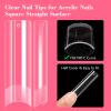 Lionvison Square Nail Tips NO C Curve, XL Clear Nail Tip for Acrylic Nails Professional, Long Nail Tips Straight Flat Pre Shaped Half Cover False Nails French Tips for Nail Salon Home DIY, 12 Sizes view 3