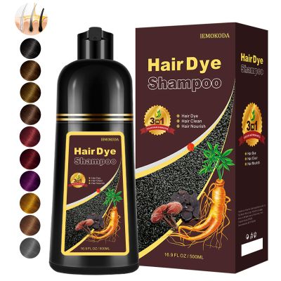 Fedulili Instant Coffee Hair Dye Shampoo for Gray Hair 3 in 1, Natural Hair Color Shampoo for Women Men Brown Colors in 10-15 mins, 100% Coverage Long Lasting Brown Hair Dye 17.5 Fl Oz