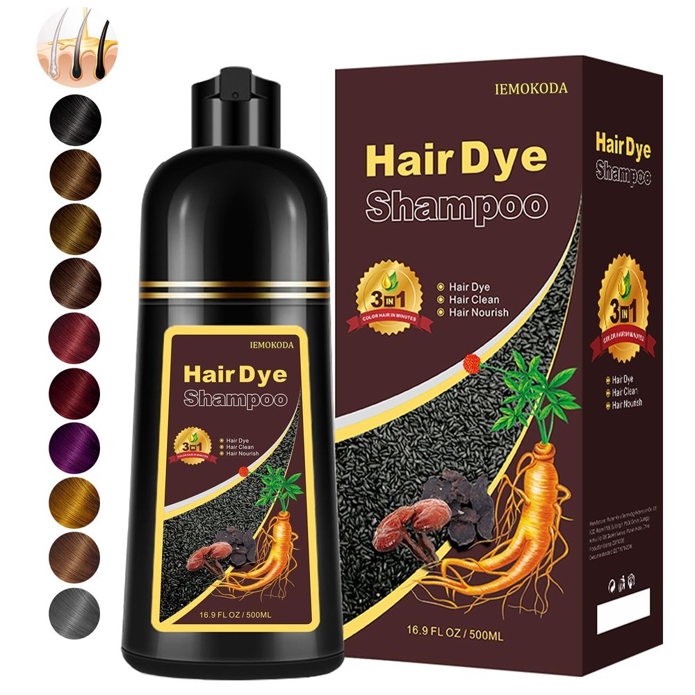 Fedulili Instant Purple Hair Dye Shampoo for Gray Hair 3 in 1, Natural Hair Color Shampoo for Women Men Colors in 10-15 mins, Hair Paint Long Lasting Hair Dye 16.9 Fl Oz (Purple)