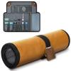 Estour Toiletry Bag for Men, Travel Essentials Travel Toiletry Bag, Water-Resistant Compact Bathroom Roll Organizer for Hygiene, Shaving kit, Gifts for men (6.Khaki Yellow (PU Leather)) view 1