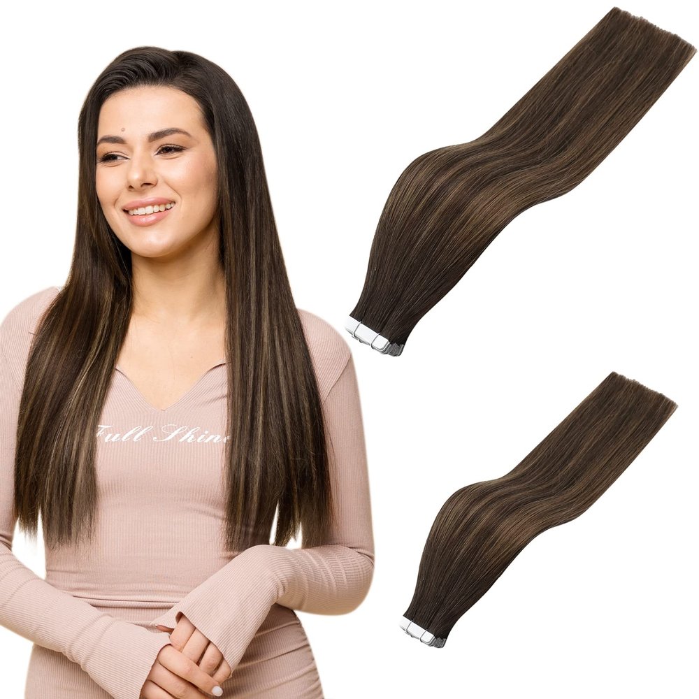 Full Shine Balayage Tape in Hair Extensions 16 Inch And 18 Inch Tape in Human Hair 100 Gram