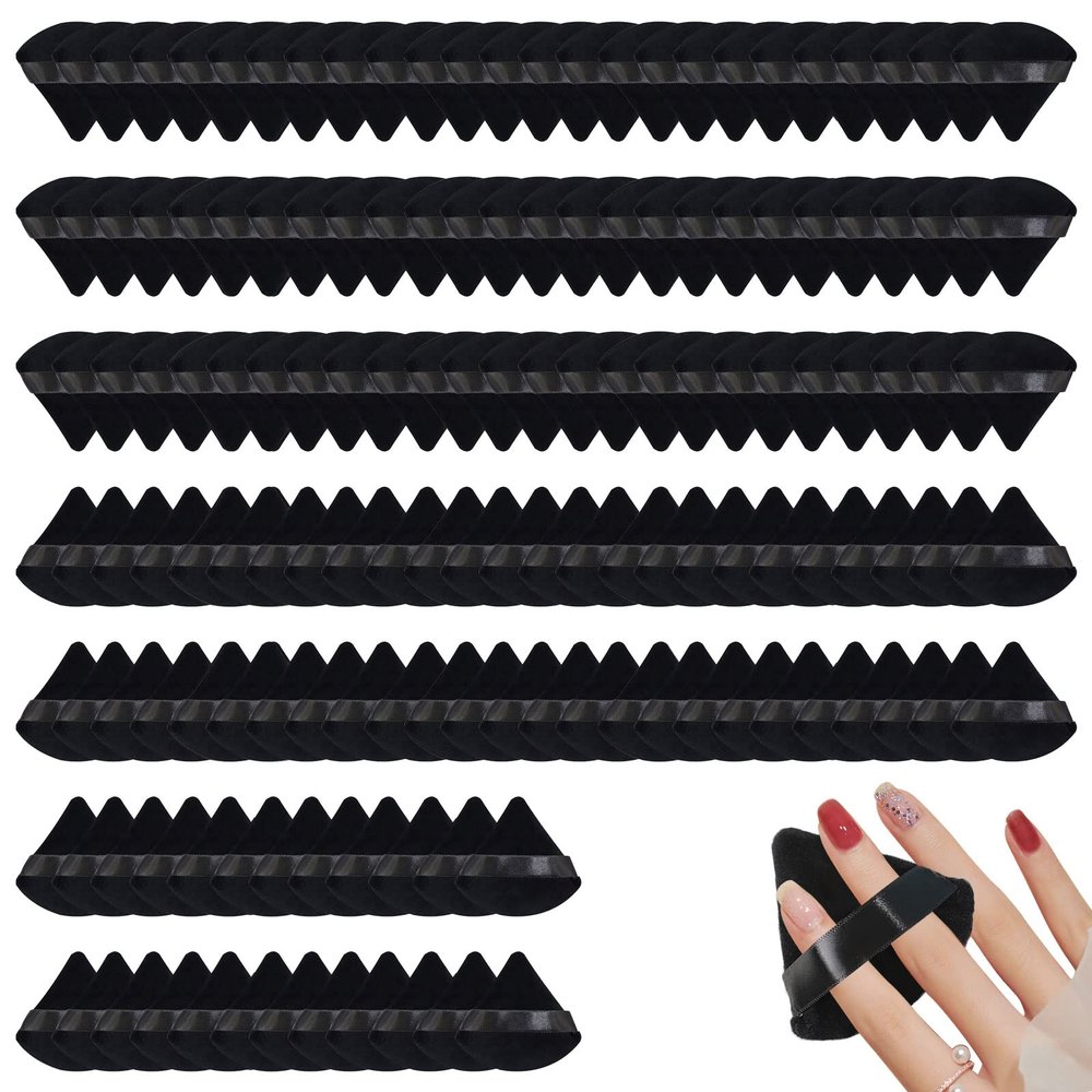 WEBBYBEAR 150 Pcs Powder Puff Face Soft Triangle Makeup Puff for Loose Powder Mineral Powder Body Powder Velour Cosmetic Foundation Wet Dry Sponge Makeup Tools (Black)