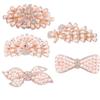 Szydbhd set optional French hair clip vintage wedding hair clip gold-plated inlaid artificial rhinestone pearls suitable for gifts (5-piece set) view 1