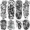 Greek Warrior Temporary Tattoo Sleeve for Men, 4-Sheet Full Arm Large Realistic Poseidon Knight Fake Tattoo Sleeve Adult Women and 4-Sheet Black Eye Greek Myth Half Arm Temp Tatoo Sticker Leg Body Art view 1