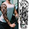 Greek Warrior Temporary Tattoo Sleeve for Men, 4-Sheet Full Arm Large Realistic Poseidon Knight Fake Tattoo Sleeve Adult Women and 4-Sheet Black Eye Greek Myth Half Arm Temp Tatoo Sticker Leg Body Art view 2