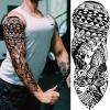 Tribal Totem Temporary Tattoo Sleeve for Men Women, 4-Sheet Full Arm Large Hawaiian Tribal Viking Fake Sleeve Tattoo Adult and 4-Sheet Black Polynesian Turtle Half Temp Tatoo Sticker Thigh Leg Body view 2