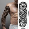 Tribal Totem Temporary Tattoo Sleeve for Men Women, 4-Sheet Full Arm Large Hawaiian Tribal Viking Fake Sleeve Tattoo Adult and 4-Sheet Black Polynesian Turtle Half Temp Tatoo Sticker Thigh Leg Body view 4