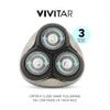 VIVITAR Metallic Cordless 3 Head Rotary Shaver, Cordless Electric Rotary Shaver for Men with Three Independently-Floating Heads, Pop-up Trimmer, and Stainless Steel Blades for Wet and Dry Uses view 4