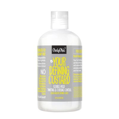 CurlyChic Your Defining Custard - Curl Defining & Moisturizing Styling Cream for Curly, Kinky, Coily, Wavy, & Frizzy Hair - Long-Lasting Hold, Flake-Free, No Crunch, Sulfate & Paraben Free, 12 fl oz