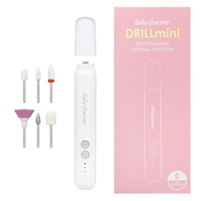 Daily Charme DRILLmini Lightweight Portable Nail E-File, Professional Rechargeable Cordless Nail Drill Machine Kit for Manicure Pedicure Nails, Includes 6 Different Drill Bits, for DIY Home / Salon