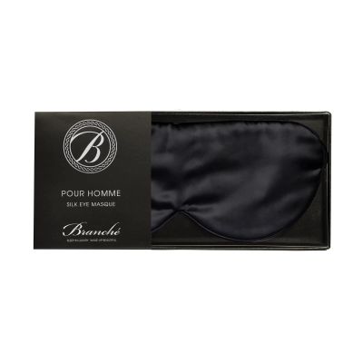 Branche Beauty Silk Eye Mask Pour Homme - Stylish 100% 6A Silk 22 Momme Sleep Mask, Eye Cover, Shade Blindfold Sleeping Mask for Luxury Sleep for Men Gifts for Him (Black)