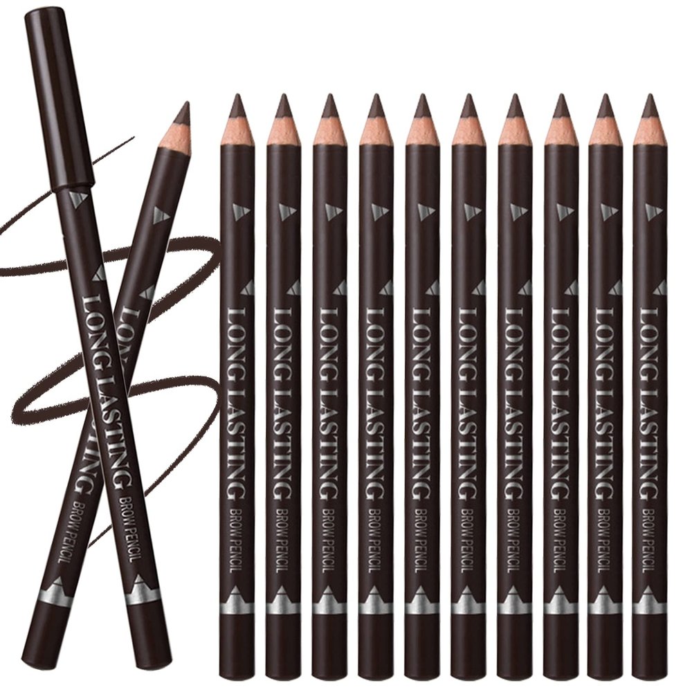 Dark Brown Eyebrow Pencils Set, 12PCS Waterproof Eye Liner PencilsLong-lasting Dark Brown Eyeliner Pencil Set, Easy to Color Eye Brow Pencils for Women Eye Makeup Pencil