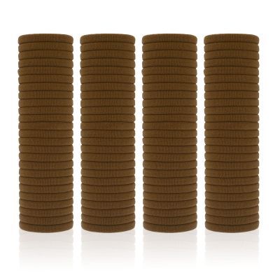 100 Pack Seamless Hair Ties for Women Girls Ponytail Holders for Thick Hair (Mid-Brown)