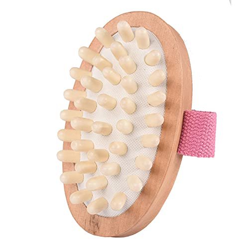 AnHua Natural Hand-Held Wood Massager Circulation Body Brush SPA Skin Brush Cellulite Reducer-Pink