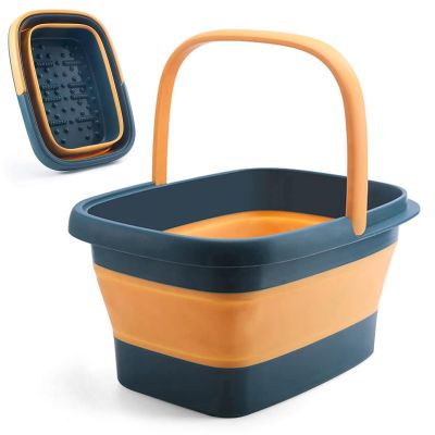 Collapsible Foot Bath Basin for Soaking Feet, 15L/4 Gallons Foot Bath Collapsible Foot Soak Tub with Handle, Sturdy Durable Plastic Foot Bucket with Massage, Portable Foot Tub