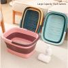 Collapsible Foot Bath Basin for Soaking Feet, 15L/4 Gallons Foot Bath Collapsible Foot Soak Tub with Handle, Sturdy Durable Plastic Foot Bucket with Massage, Portable Foot Tub view 2