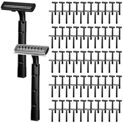 Jutom 100 Pcs Twin Blade Disposable Razors Bulk with Safety Cap Stainless Steel Shaving Razors Bulk Multipurpose Portable for Men Women Bathing Hotel Travel Camping Charity Apartment