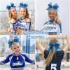 16PCS 8" Large Glitter Cheer Bows for Cheerleaders, CN Sparkly Hair Bows with Elastic Hair Ties Accessories for Teens Girls Women Cheerleading Softball Competition Sports (Blue) view 2