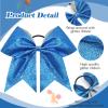 16PCS 8" Large Glitter Cheer Bows for Cheerleaders, CN Sparkly Hair Bows with Elastic Hair Ties Accessories for Teens Girls Women Cheerleading Softball Competition Sports (Blue) view 3