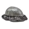 Toupee For Men Hair Replacement System European Human Hair Pieces All Poly Durable PU 0.10mm Mens Short Hairpiece Medium Density Gray Black Brown Man Wigs 7"x9" #1B10 Off Black Mixed 10% Gray view 3