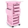 TASALON Professional Salon Trolley Cart, Lockable 6 Trays & 2 Holders, Space Saving Mobile Storage for Hair Salon and Beauty Station - Pink view 1