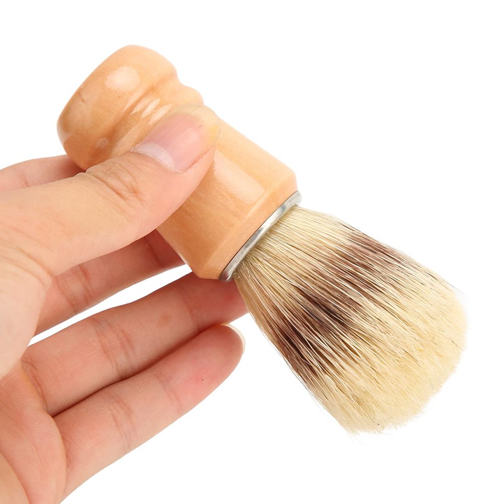 Beard Shave Brush, Fast Drying Easy Cleaning Face Grooming Tool with Wooden Handle, Lightweight Barber Cleaning Brush for Residue Removal, Skin Friendly Soft Hair Brush for Salon Home