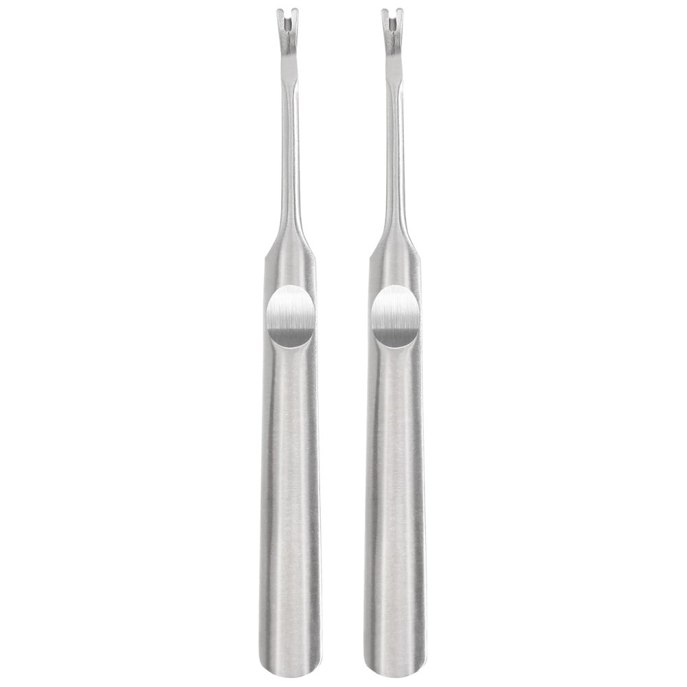 COHEALI 2pcs Cuticle Fork Trimmer Stainless Steel Nail Cuticle Pusher Remover Dead Skin Removal Fork Pedicure Manicure Nail Cleaner Tool for Fingernail Toenails