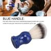 Handcrafted Shaving Brush for Men, Exquisite Beard Brush with Blue Handle and Silver Ring, Beard Care Shaving Cream Brush for Home Beauty Salon, Barber Cleaning Brush for Residue Removal view 2